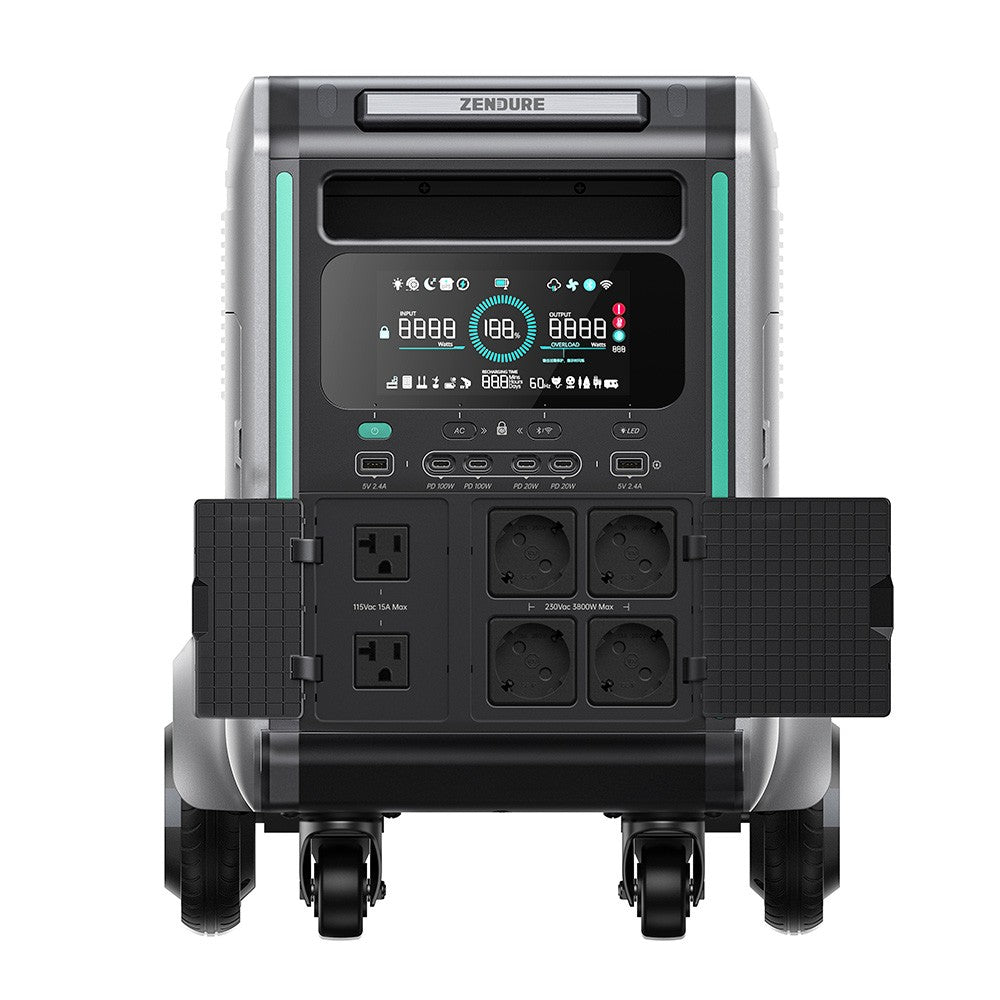 ZENDURE SuperBase V4600 Portable Power Station, 4608Wh LiFePO4 Battery, 3800 AC Output, Expandable to 46080Wh, 120V/240V Dual Voltage, 16 Outputs, 3000W Solar Input, APP Control