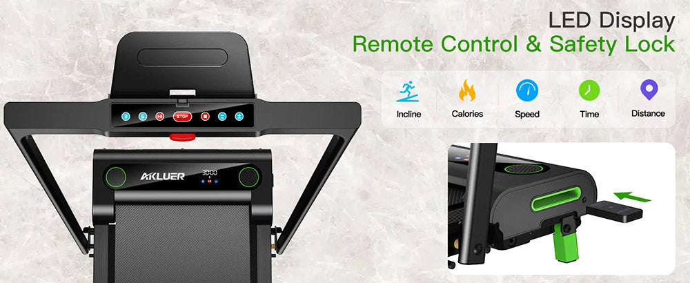 Akluer 480L-B chodítko s naklonom a rukoväťou, 2,5 HP podstavec pod stôl, LED obrazovka a diaľkové ovládanie, maximálna nosnosť 330 libier, skladacie