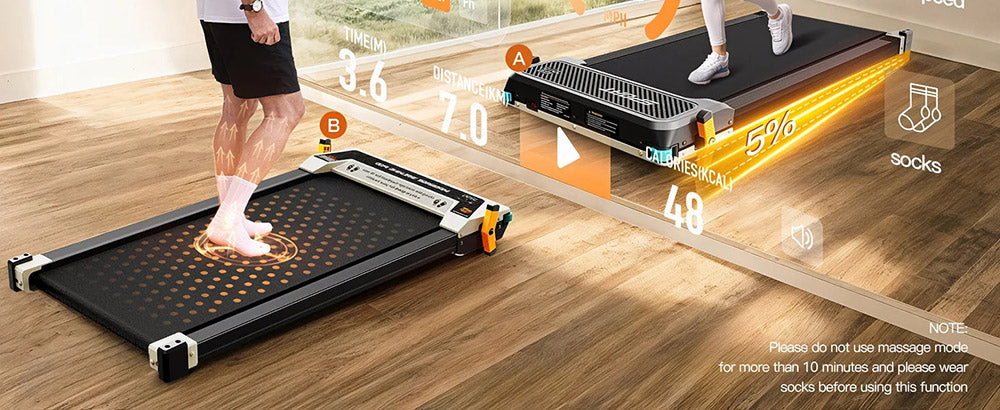 Akluer 520 obojstranný podstôlkový behací pás s Shiatsu masážnou funkciou nôh, chodiaca podložka s náklonom, tichý motor 2,5 HP, LED displej