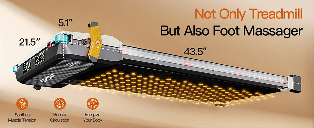 Akluer 520 obojstranný podstôlkový behací pás s Shiatsu masážnou funkciou nôh, chodiaca podložka s náklonom, tichý motor 2,5 HP, LED displej
