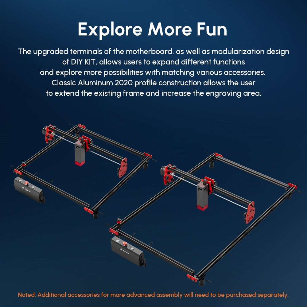 AlgoLaser DIY KIT 10W laserový gravír, dvojjadrový procesor, gravírovacia rýchlosť 12 000 mm/min, 2,4 GHz WiFi, 400*400 mm (157,5*157,5 palcov)