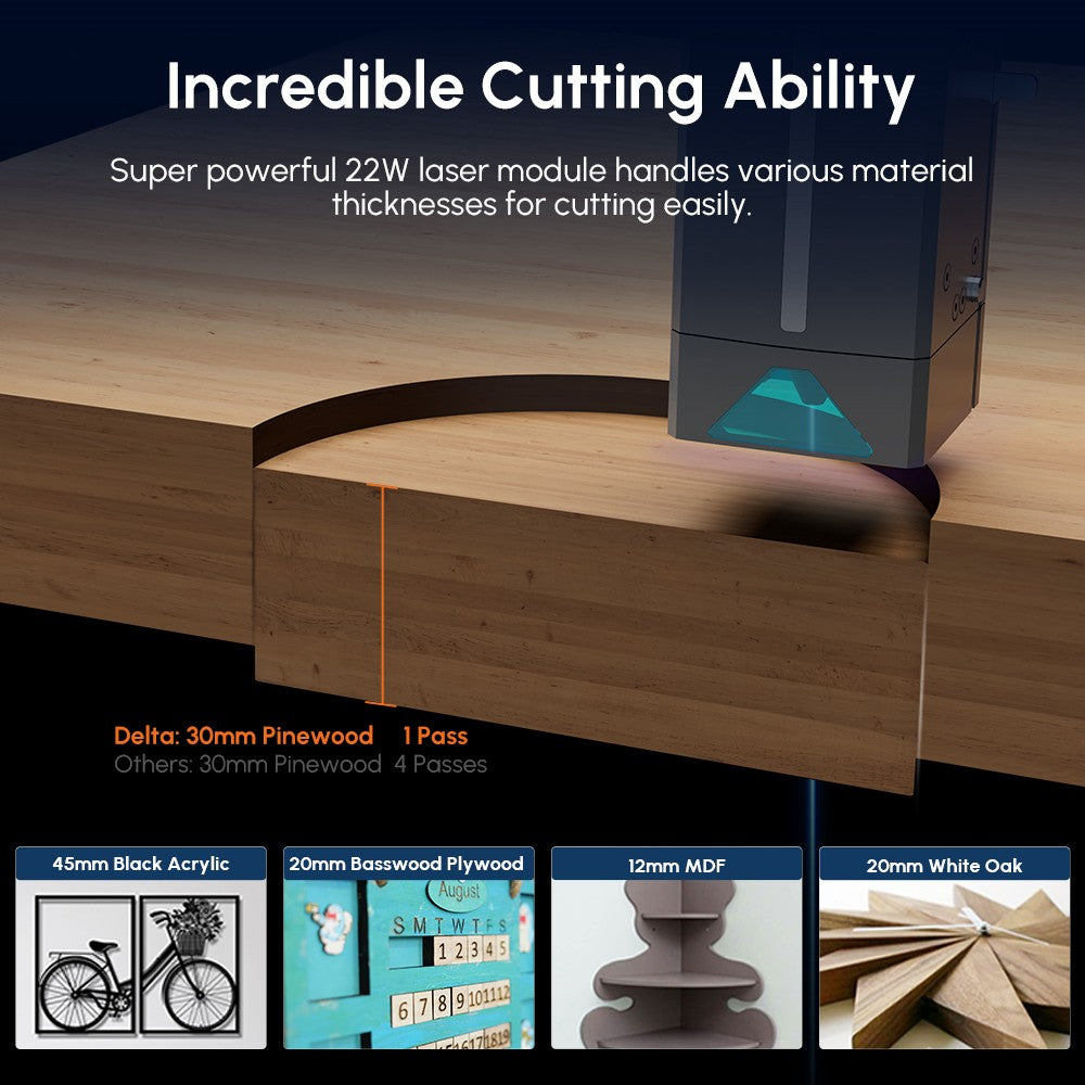 AlgoLaser Delta 22W laserový gravírovací stroj, s čerpadlom na vzduch, rýchlosť gravírovania 500 mm/s, 440*415 mm (173,2*163,4 palca)