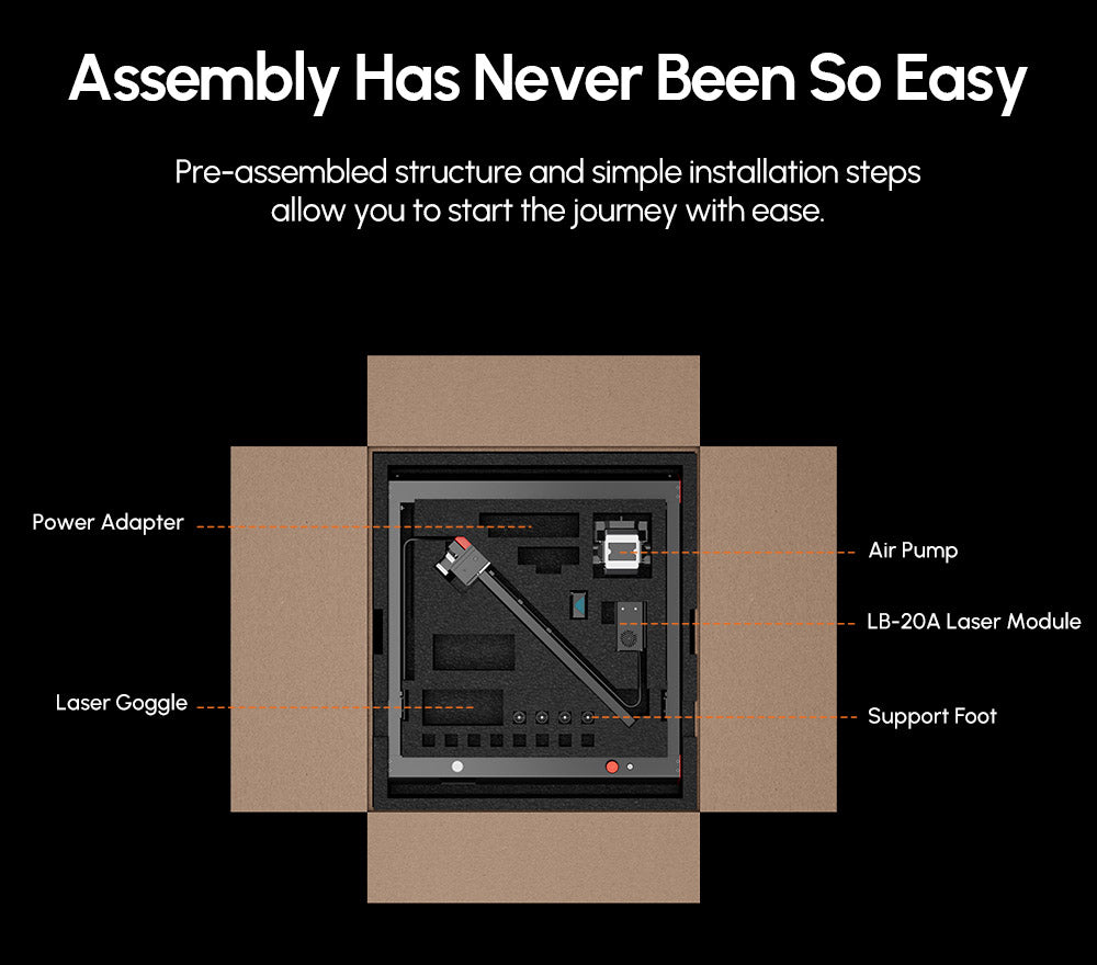 AlgoLaser Delta 22W laserový gravírovací stroj, s čerpadlom na vzduch, rýchlosť gravírovania 500 mm/s, 440*415 mm (173,2*163,4 palca)