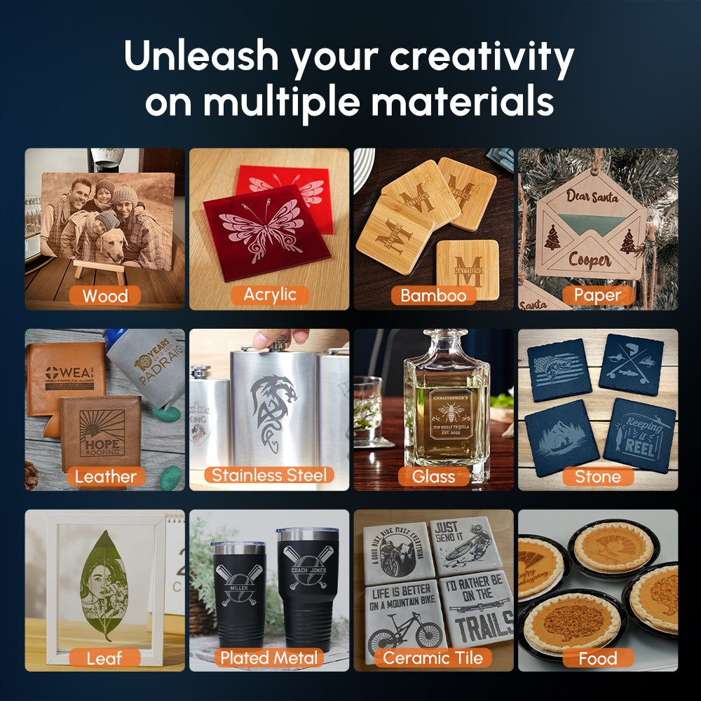 AlgoLaser DIY KIT 5W laserový gravír, dvojjadrový procesor, rýchlosť gravírovania 12 000 mm/min, 2,4 GHz WiFi, 400*400 mm (157,5*157,5 palcov)