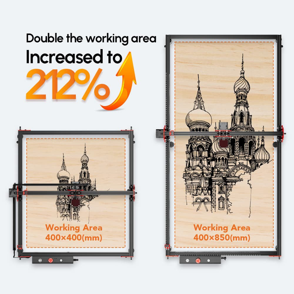 AlgoLaser DIY KIT Sada na rozšírenie laserového gravírovacieho stroja, 400*850mm (157.5*334.6inch)