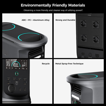 Ampace Andes 1500 Portable Power Station, 1462Wh LiFePO4, 2400W (Surge 3600W) SiCPrime Solar Generator, Full Charge in 55min, 4xAC, 4xUSB-A, 2xUSB-C, 2x5521, 1xCar Socket, 6000 Cycles, -20℃~45℃, APP Control, for Outdoor Camping, RVs, Home Backup