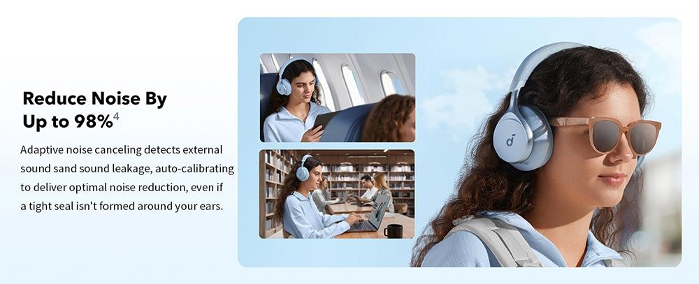 Slúchadlá Anker Soundcore Space One, aktívne potlačenie hluku, ovládanie cez aplikáciu, 40 hodín prevádzky s ANC, Bluetooth 5.3 – čierna