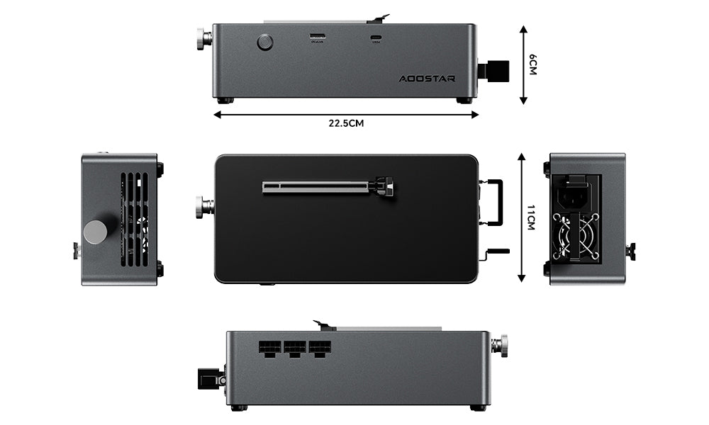 AOOSTAR AG02 eGPU Dock s portom Oculink & USB4, 100W reverzným nabíjaním, integrovaným 800W zdrojom, podporuje rozhranie TGX s možnosťou výmeny za chodu - EU zástrčka