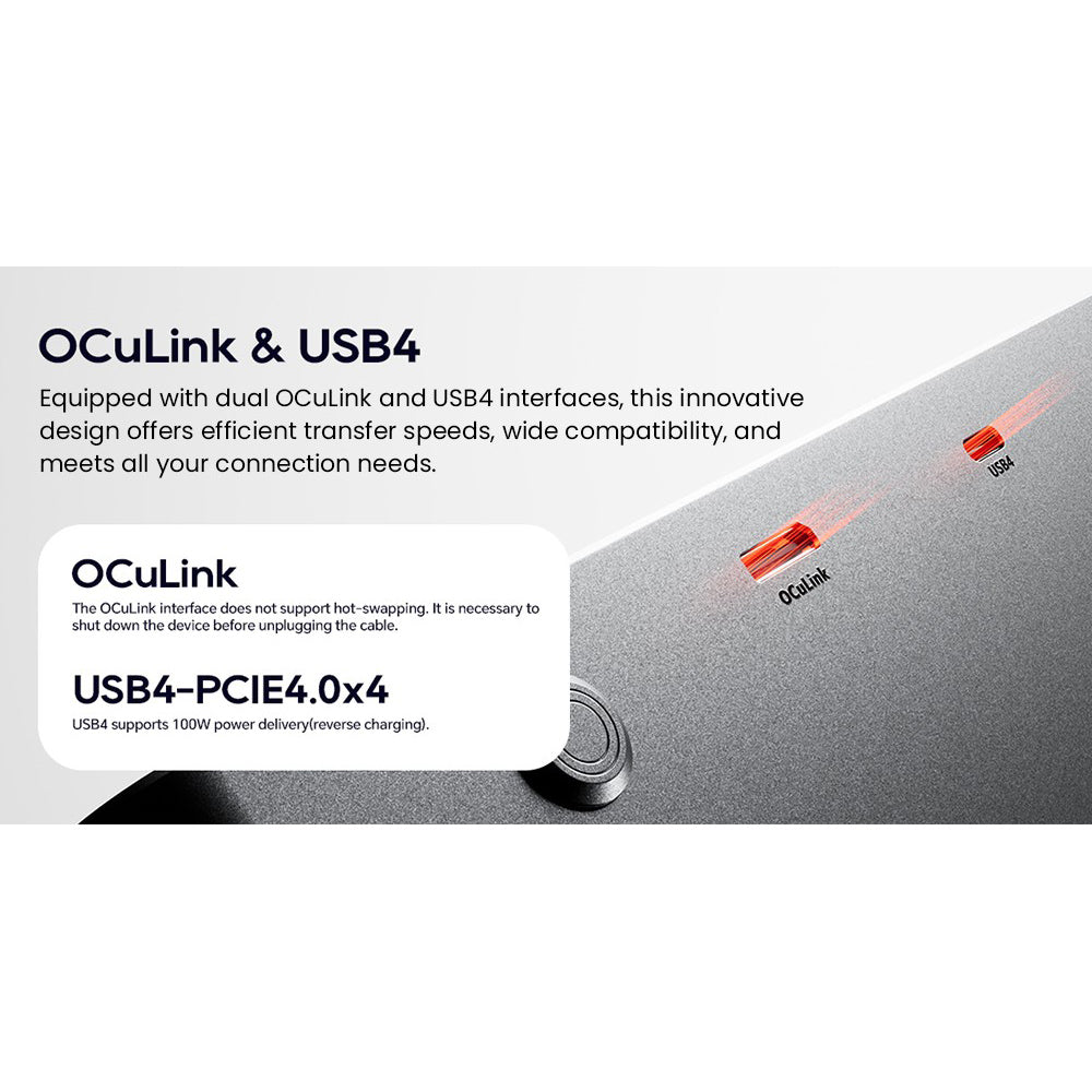 AOOSTAR AG02 eGPU Dock with Oculink &amp; USB4 Port, 100W Reverse Charging, Built-in 800W Power Supply, Supports TGX Interface Hot-swap