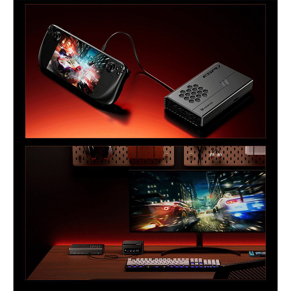 AOOSTAR XG76XT eGPU Dock with AMD Radeon RX 7600XT GPU, 8GB GDDR6 RAM, 128bit, 1*USB 4.0, 1*Oculink, 1*HDMI, 2*DP, 1*Type-C, 100W Reverse Charging