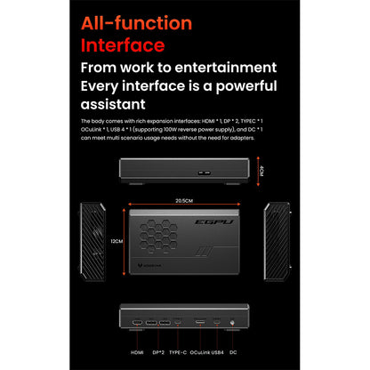 AOOSTAR XG76XT eGPU Dock with AMD Radeon RX 7600XT GPU, 8GB GDDR6 RAM, 128bit, 1*USB 4.0, 1*Oculink, 1*HDMI, 2*DP, 1*Type-C, 100W Reverse Charging