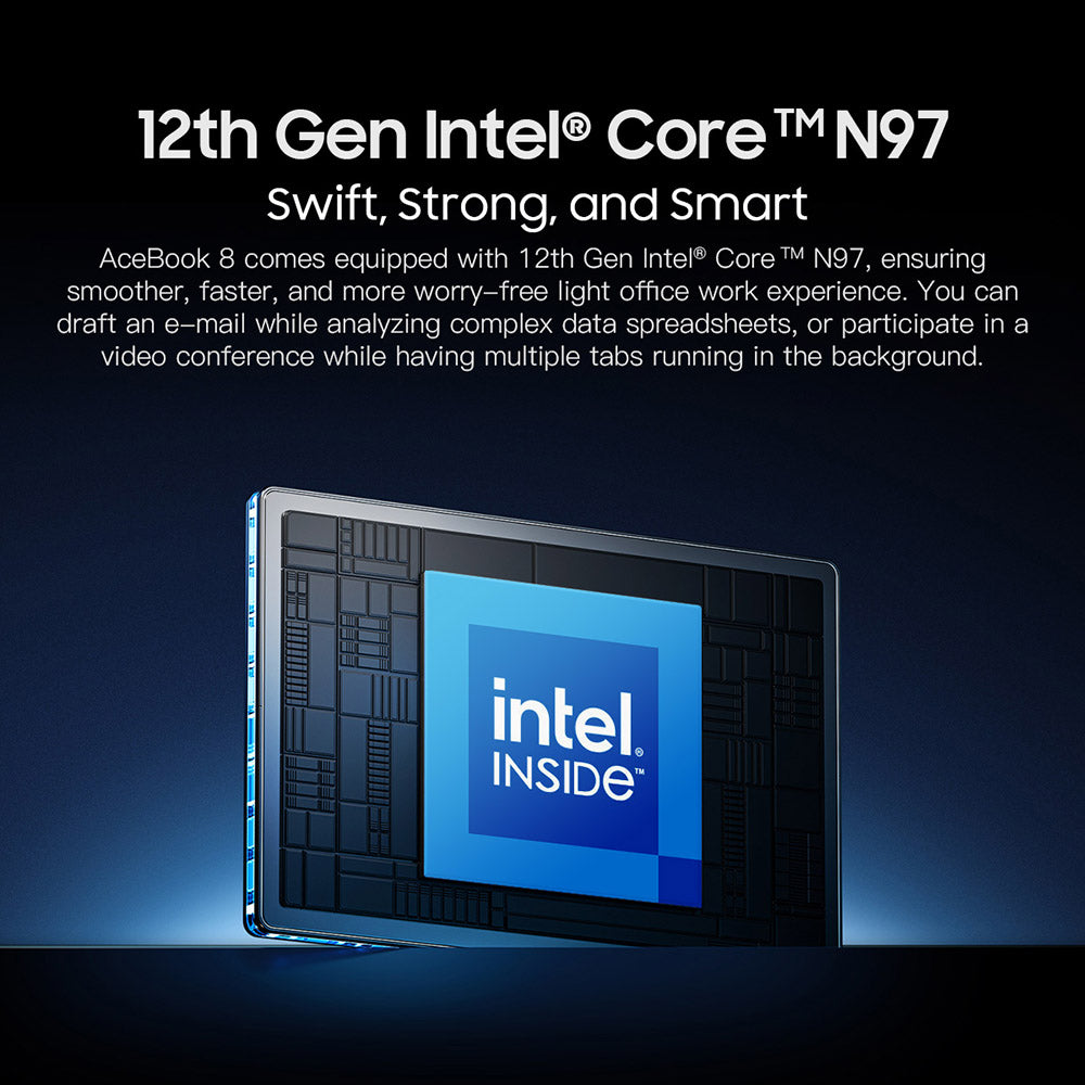 Notebook Blackview Acebook 8, 15,6-palcový IPS displej s rozlíšením 1920*1080, Intel Core N97 s 4 jadierami až do 3,6 GHz, 16 GB RAM, 512 GB SSD, dvojpásmové Wi-Fi, Bluetooth 5.0, 2×USB 3.0, 1×USB 2.0, 1×USB-C, 1×HDMI 2.0, 1×audio jack, 1×slot na microSD kartu, 38 Wh batéria, 36 W nabíjačka – šedá