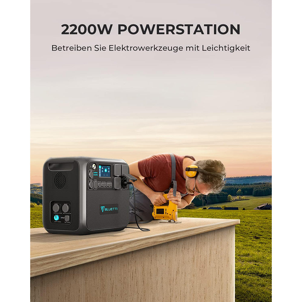 BLUETTI AC200MAX 2200W Portable Power Station, 2048Wh LiFePO4 Battery Solar Generator, with 4 2200W AC Sockets (4800W Peak), Expandable to 8192Wh, Pure Sine Wave, 30A RV Output, Power Storage Emergency Generator for Outdoor, App Control - EU Plug