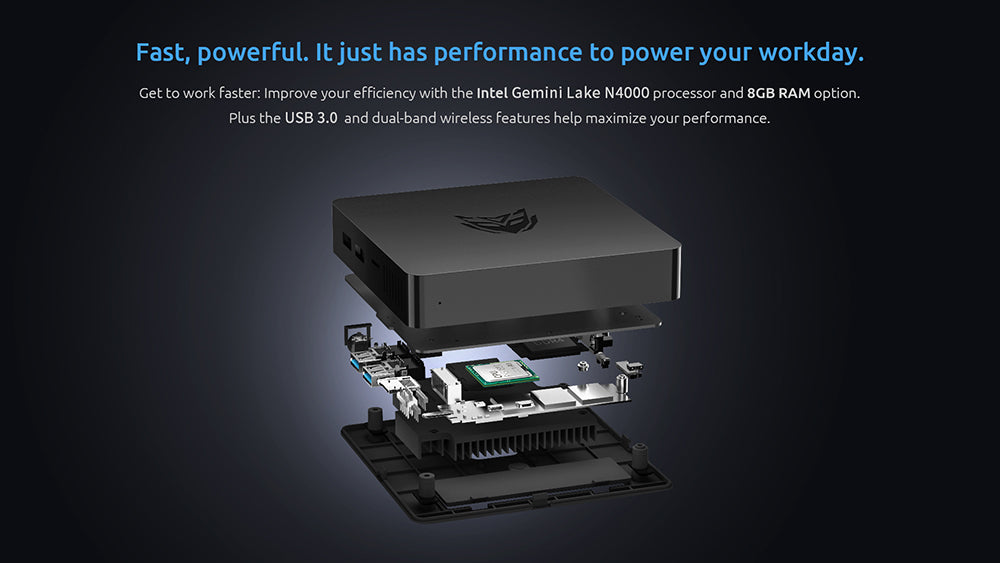 BMAX B1 Pro Mini PC Intel Gemini Lake N4000 až 2,6 GHz Windows 11 8GB RAM 128GB SSD 2,4G/5G Dual Band WiFi Bluetooth 4.2 - EU