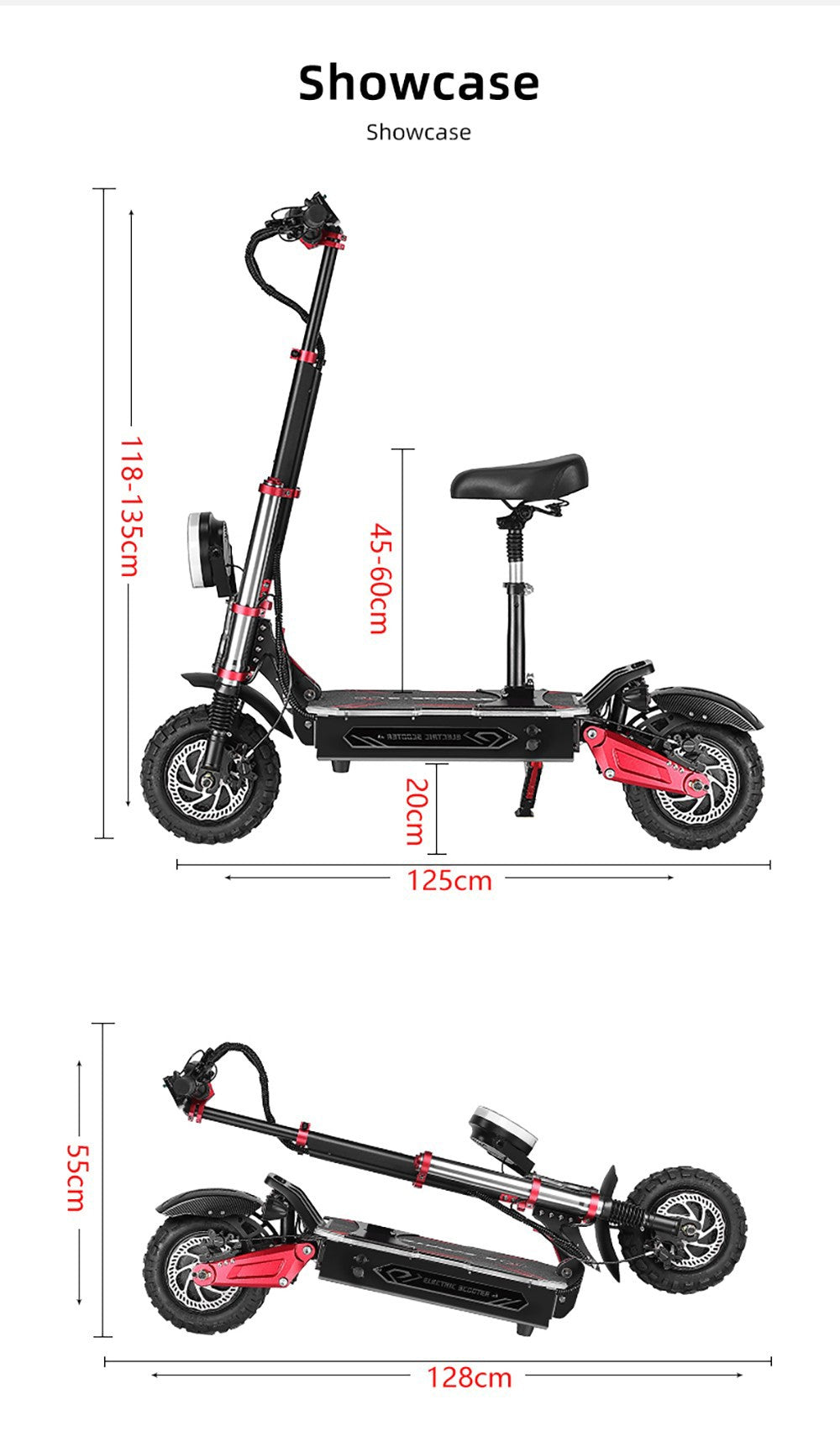 Elektromobilná kolobežka BOYUEDA S5-11, 2*3000W motor, 60V 38AH batéria, 11-palcové kolesá, maximálna rýchlosť 85 km/h, dojazd 120 km, dvojité hydraulické kotúčové brzdy, hydraulické tlmiče nárazov, LCD displej.