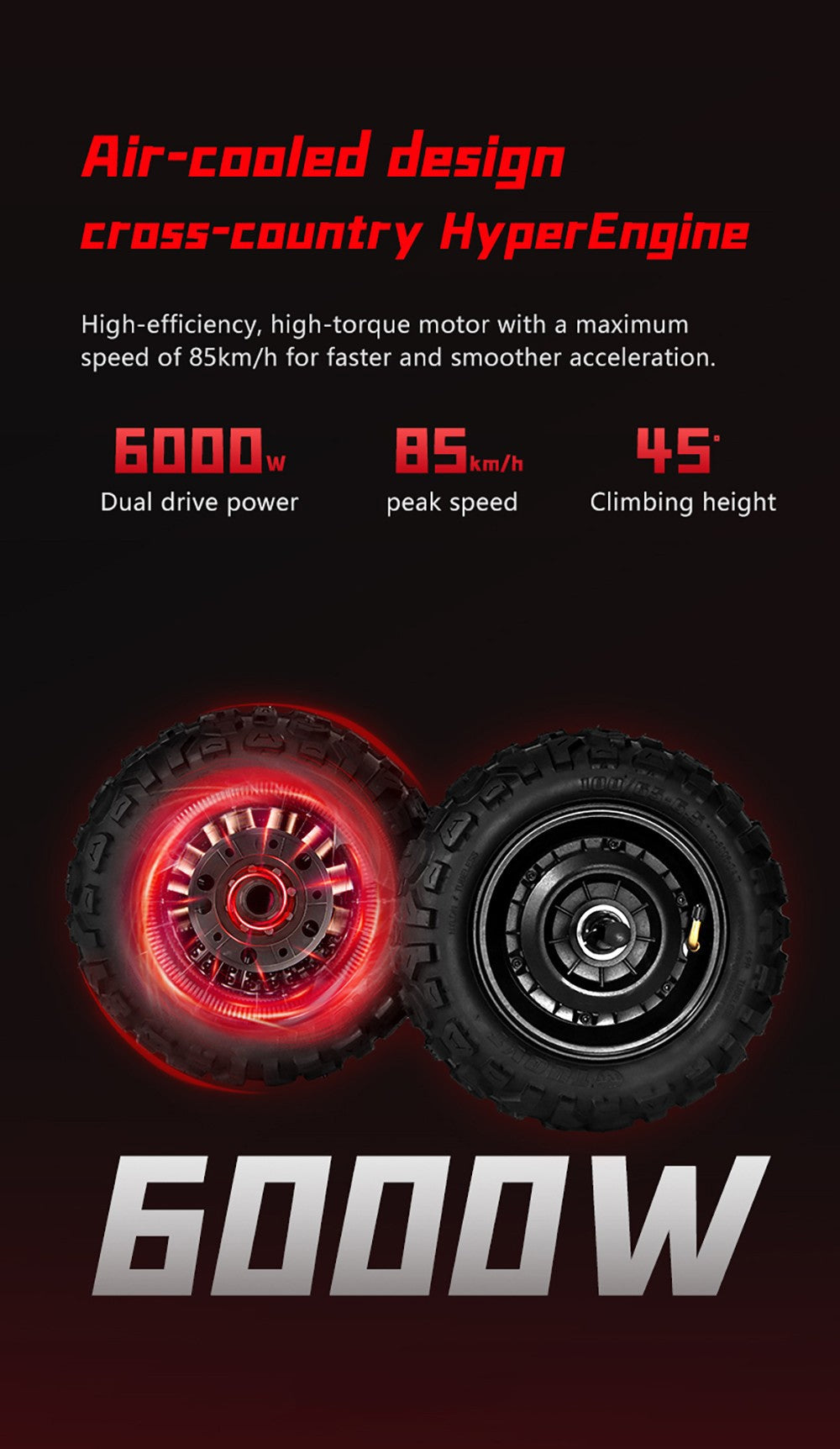 Elektromobilná kolobežka BOYUEDA S5-11, 2*3000W motor, 60V 38AH batéria, 11-palcové kolesá, maximálna rýchlosť 85 km/h, dojazd 120 km, dvojité hydraulické kotúčové brzdy, hydraulické tlmiče nárazov, LCD displej.
