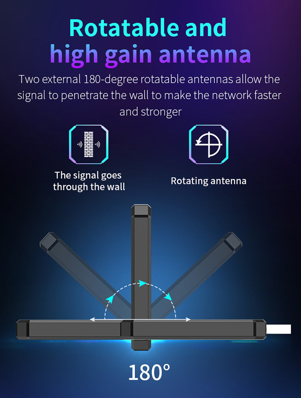 COMFAST CF-972AX WiFi 6 adaptér, herný bezdrôtový adaptér, trojkanálový 5374 Mbps, USB 3.0, bez ovládačov, WiFi dongle, podporuje režim AP.