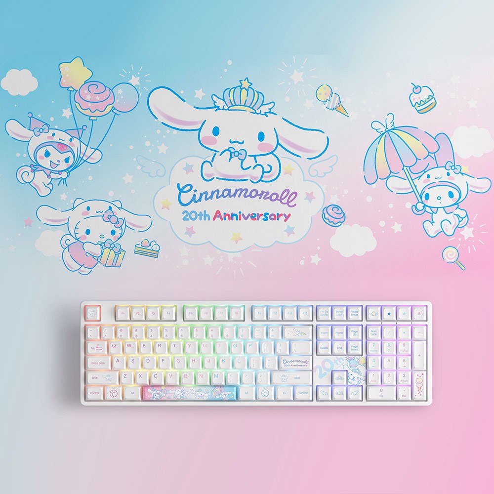 Akko Cinnamoroll 20th Anniversary 3108RF CS Sakura Switch 108keys Dual-mode Mechanical Keyboard