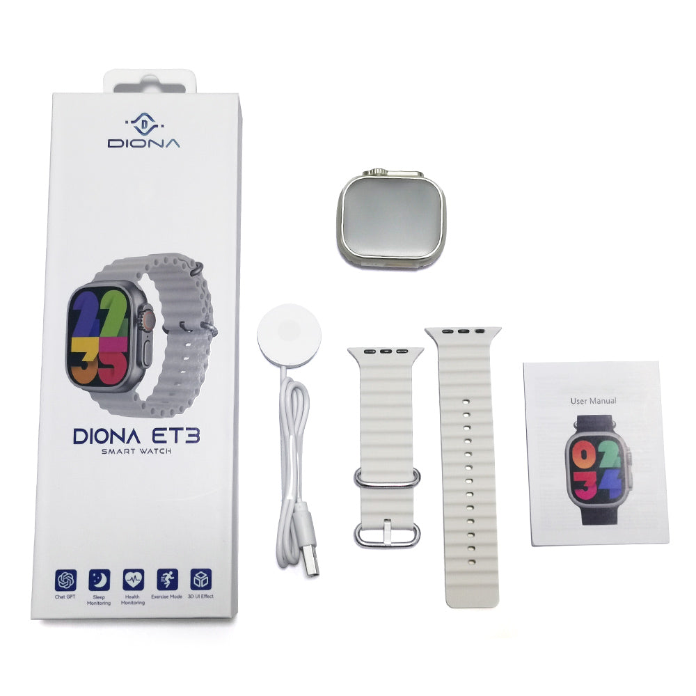 DIONA ET3 Smartwatch, 2,1-palcový displej, hlasový asistent, monitorovanie zdravotného stavu, Bluetooth volania, viaceré režimy pre rôzne sporty