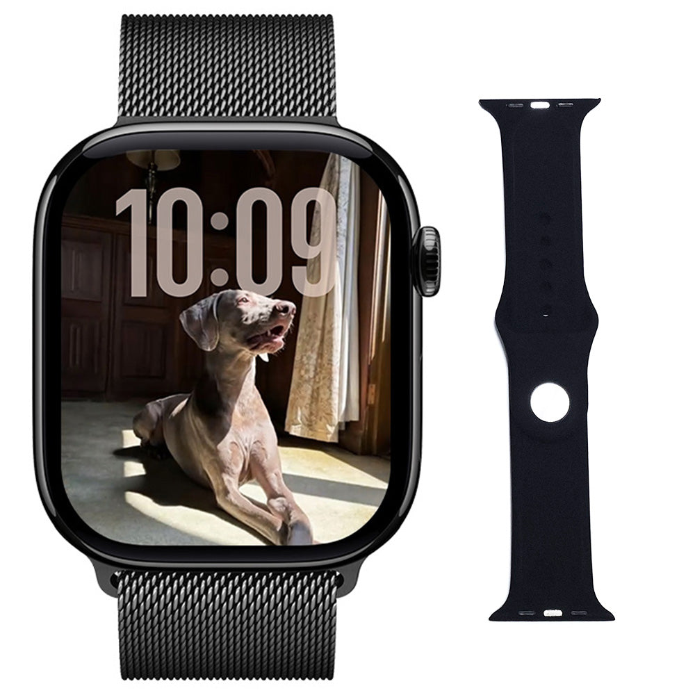 DIONA MONA3 Mini Smartwatch, 2,1-palcový displej, monitorovanie zdravia a spánku, Bluetooth volania, viaceré režimy pre rôzne sporty, hlasový asistent - čierna