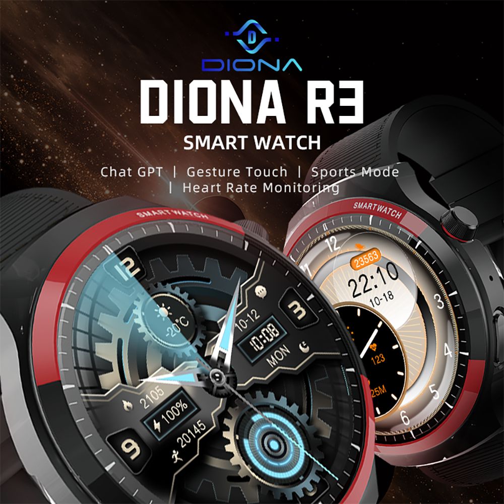 Inteligentné hodinky Diona R3, 1,55-palcový displej, monitorovanie zdravia a spánku, Bluetooth volania, hlasový asistent, dynamické ciferníky, viaceré režimy pre rôzne sporty.