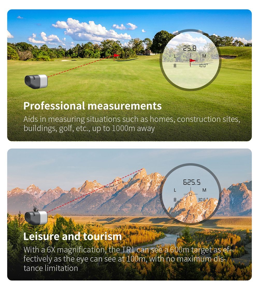 Dalekohled s LCD obrazovkou Xiaomi Duka TR1, vhodný na pozorování, golf, sport, lov, průzkum, cestování – do 1200 m
