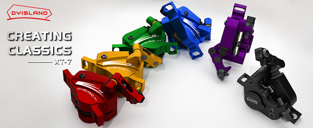 Hydraulické kotúčové brzdy DYISLAND XT-7, strmeňové brzdy s lanovým ovládáním pre MTB / cestné / elektrobicykle - žltá