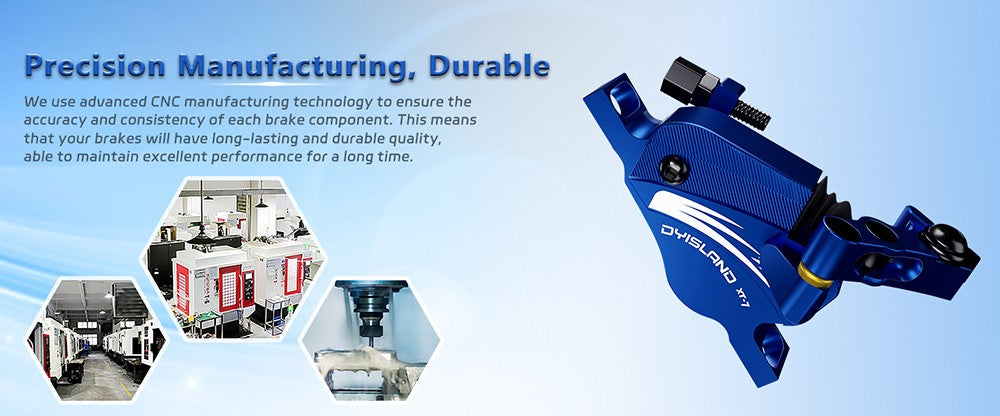 Hydraulické kotúčové brzdy DYISLAND XT-7, brzdiace čeluste s lanovým ovládáním pre MTB / cestné / elektrobicykle - žlté