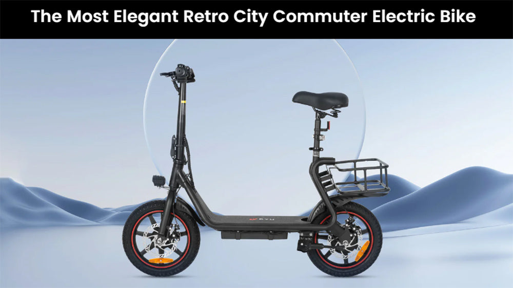 DYU C4 skladací elektrický skúter, 250W motor, 36V 10AH batéria, 14 palcové pneumatiky, maximálna rýchlosť 25 km/h, dojazd 42 km, predné a zadné kotúčové brzdy.