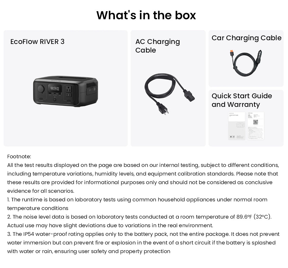 Prenosná elektráreň EcoFlow RIVER 3, 245Wh LiFePO4 batéria, 300W až 600W AC výstup, 6 zásuviek, UPS <20ms & <30dB, IP54 vodotesná, 1h rýchlonabíjanie solárneho generátora, pre vonkajšie/kempingové/domáce použitie