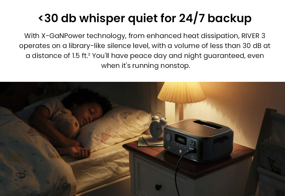 Prenosná elektráreň EcoFlow RIVER 3, 245Wh LiFePO4 batéria, 300W až 600W AC výstup, 6 zásuviek, UPS <20ms a <30dB, IP54 vodotesná, 1h rýchlonabíjanie solárneho generátora, pre vonkajšie/kempingové/domáce použitie