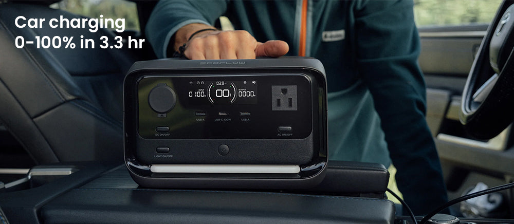 Prenosná elektráreň EcoFlow RIVER 3 Plus, 286Wh LiFePO4 batéria, 600W až 1200W AC výstup, 7 zásuviek, <10ms UPS a <30dB hluk, rozširuje sa na 858Wh, ovládanie cez aplikáciu, 1hodinové rýchlonabíjanie, solárny generátor pre vonkajšie kempovanie/karavány/domácnosť.