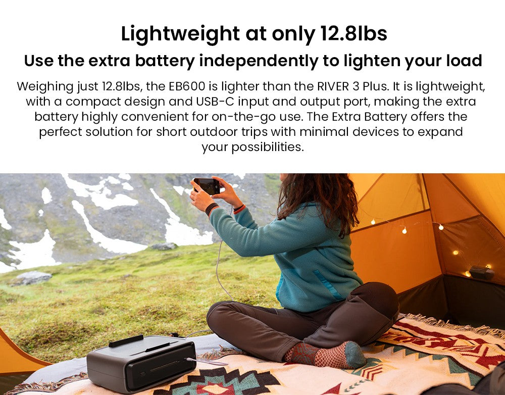 Batéria EcoFlow RIVER 3 Plus EB600, kapacita 572 Wh, rozšíri kapacitu RIVER 3 Plus až na 858 Wh, inteligentná externá batéria pre prenosnú elektráreň.