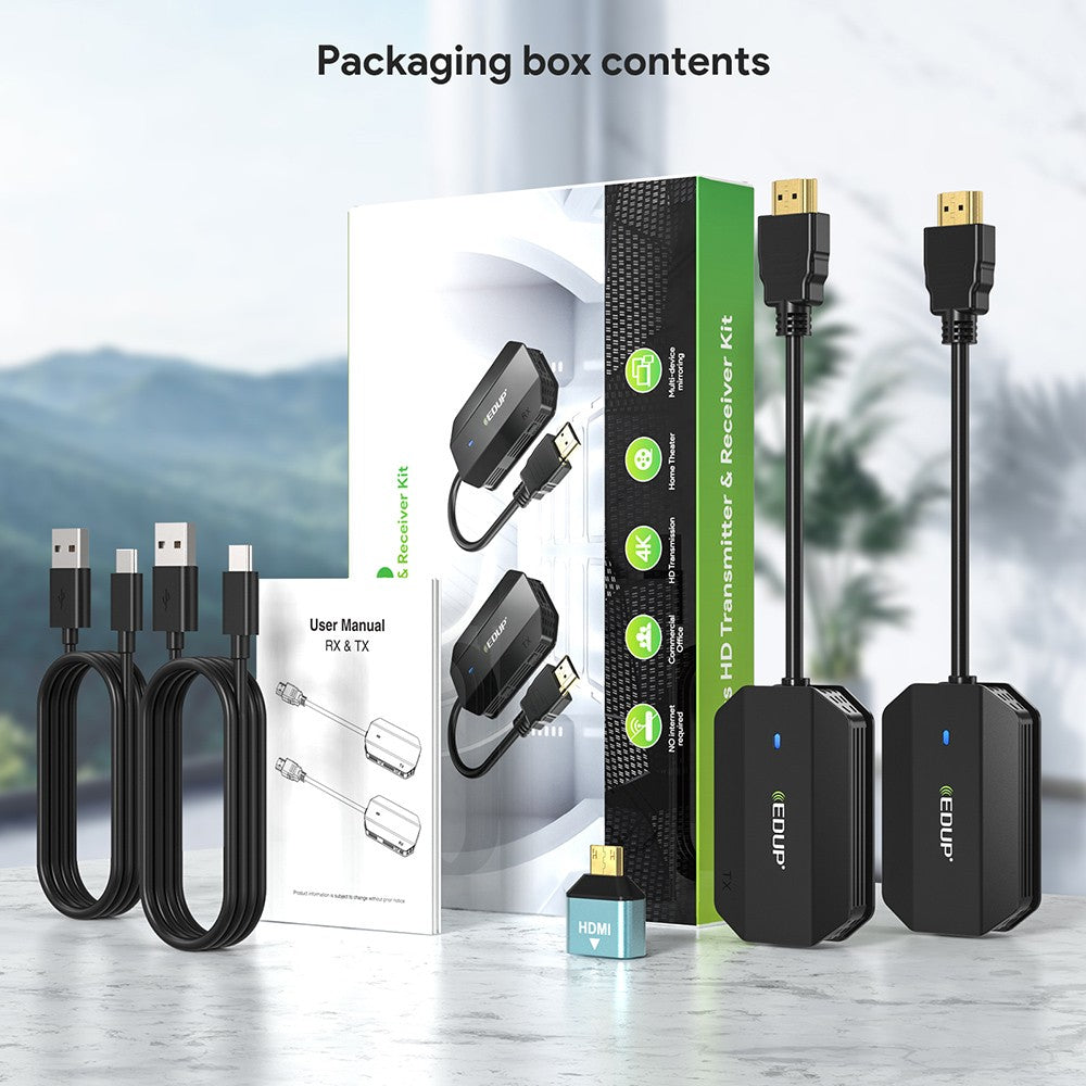 Bezdrôtový HDMI vysielač a prijímač EDUP EH-WD9905, dosah 30 m, pripojte a používajte, kompatibilný s Android / Windows / iOS / Mac OS