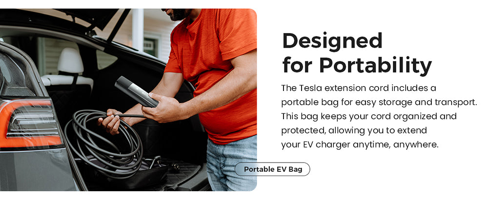 Predlžovací kábel Evgoer EG-C0008 pre Tesla, 5 m kábel, max. 50 A, podporuje 12 kW s konektorom NACS, vodotesný IP66, pre nabíjačky elektromobilov úrovne 1 a 2, kompatibilný so všetkými modelmi Tesla.