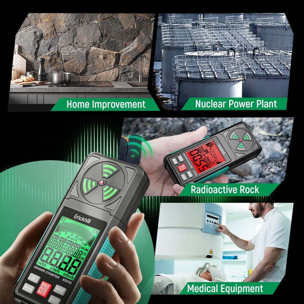 Digitálny detektor jadrového žiarenia ERICKHILL EGF02, Geiger-Müllerov počítač, prenosný dozimetr na detekciu beta, gama a röntgenového žiarenia s LCD displejom pre domácnosť a ťažbu rádioaktívnych minerálov.
