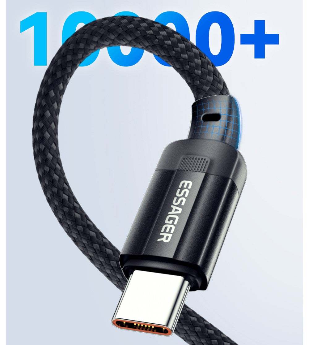Nabíjací kábel ESSAGER 100W 5A Type-C na Type-C, USB 2.0 480 Mb/s, magnetické pripevnenie, flexibilné nastavenie, čip E-Marker, 1 m