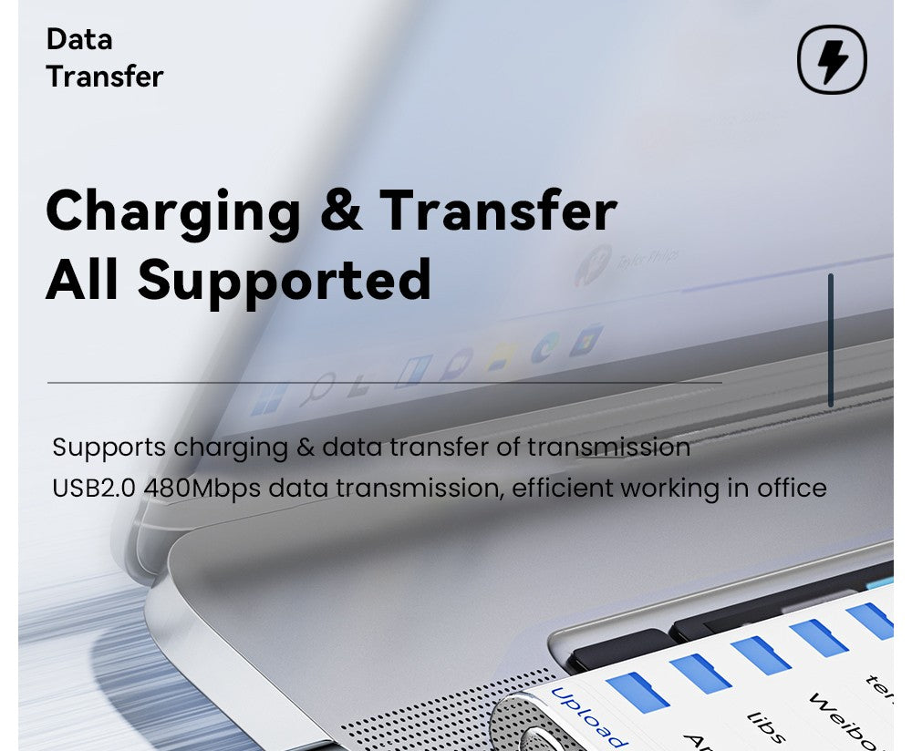 Nabíjací kábel ESSAGER 100W 7A USB-A na Type-C, s digitálnym displejom, USB2.0 480Mbps, s suchým zipsom, protokol QC.