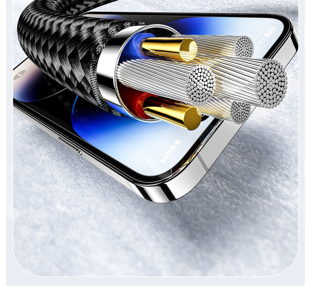 Nabíjací kábel ESSAGER 100W 7A USB-A na Type-C, s digitálnym displejom, USB2.0 480Mbps, s suchým zipsom, protokol QC.