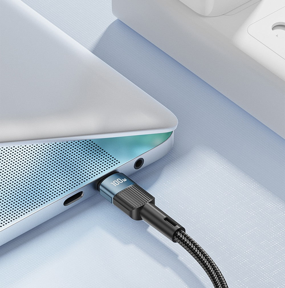 ESSAGER 100W dátový kábel Type-C na Type-C, PD rýchlonabíjanie, prenosová rýchlosť 480 Mbps, pre MacBook / tablet / mobilný telefón Huawei Samsung - 1m kábel