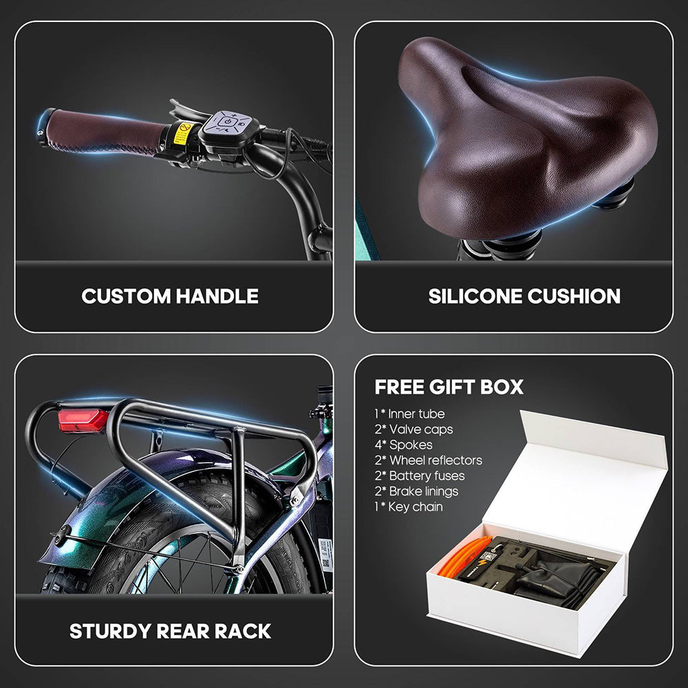 Elektrokolo Fafrees F20 Master, 20*4.0 palcové pneumatiky, 500W zadný pohon, maximálna rýchlosť 25 km/h, 48V 22.5Ah batéria Samsung, dojazd 140-160 km, hydraulické kotúčové brzdy, rám z uhlíkových vláken - šedá Aurora.