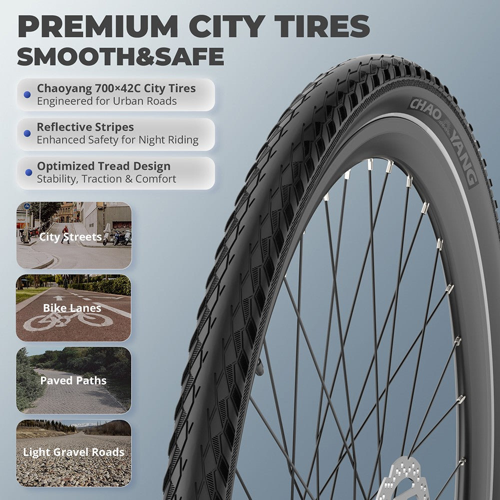 Elektrokol Fafrees F700W, 250W motor, 36V 10Ah batéria, 700*42C pneumatiky, max. rýchlosť 25 km/h, max. dojazd 100 km, hydraulické kotúčové brzdy, snímač točivého momentu, 9-stupňová prevodovka SHIMANO CUES - modrá
