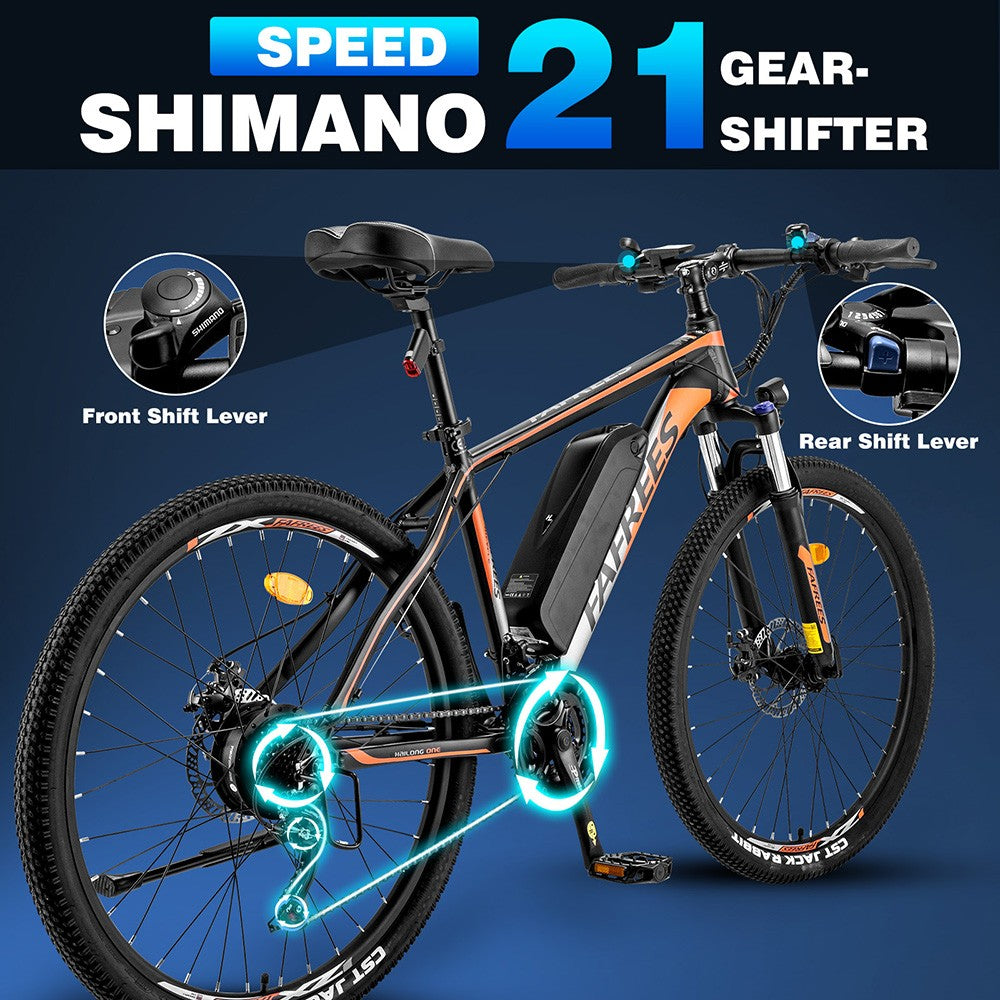 Elektrokol Fafrees Hailong One, 250W motor, 36V/13Ah batéria, 26*2,1 palcové pneumatiky CST, max. rýchlosť 25 km/h, max. dojazd 100 km, LCD displej, 21-stupňová prevodovka SHIMANO - čierna