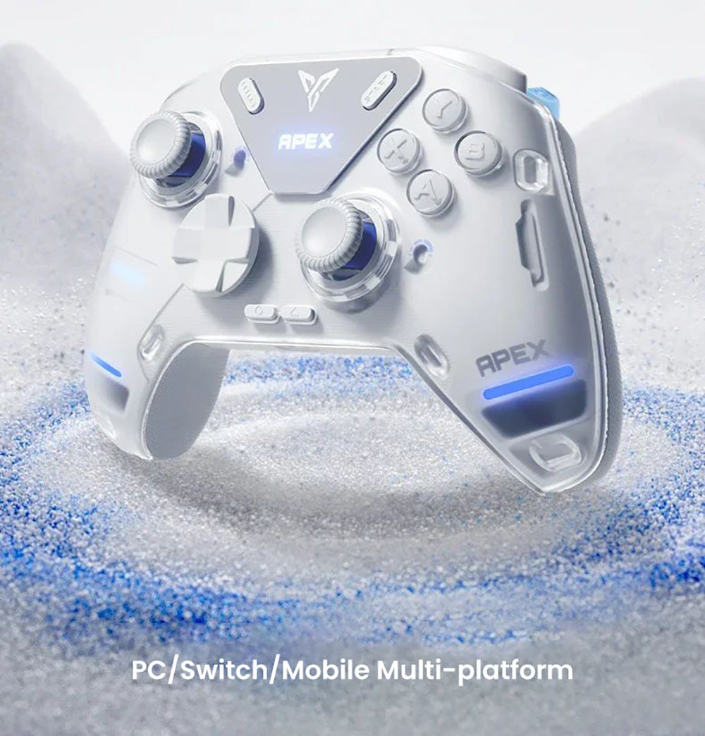 Herný ovládač Flydigi APEX 4, spúšť s haptickou spätnou väzbou, na silu nastaviteľná kovová páka, frekvencia skenovania 1000 Hz, LCD displej, kompatibilný s PC, NS, TV, Android a notebookom.