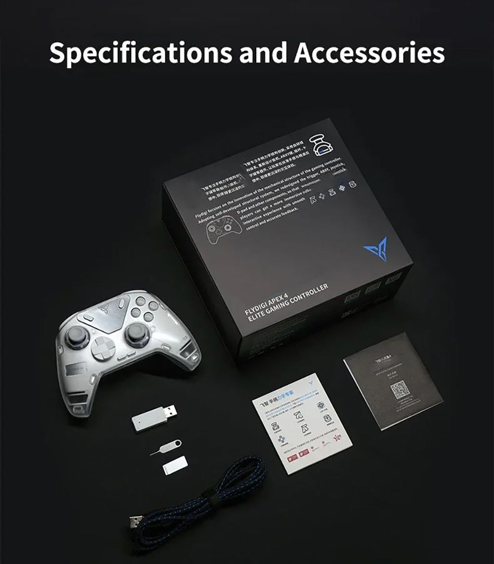Herný ovládač Flydigi APEX 4, spúšť s haptickou spätnou väzbou, na silu nastaviteľná kovová páka, frekvencia skenovania 1000 Hz, LCD displej, kompatibilný s PC, NS, TV, Android a notebookom.