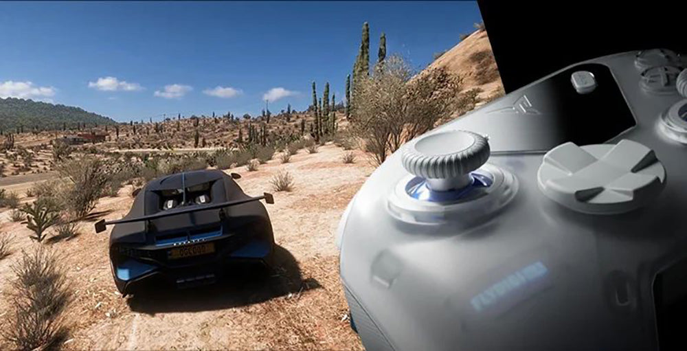 Herný ovládač Flydigi APEX 4, spúšť s haptickou spätnou väzbou, na silu nastaviteľná kovová páka, frekvencia skenovania 1000 Hz, LCD displej, kompatibilný s PC, NS, TV, Android a notebookom.