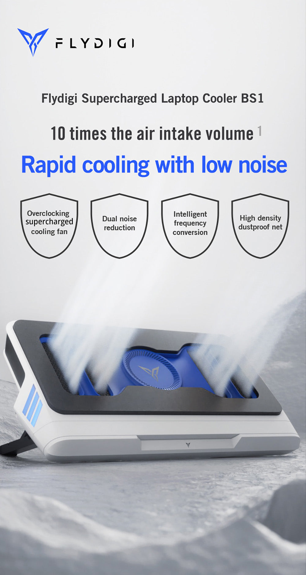 Chladiaca podložka pre notebook Flydigi BS1, 4 režimy chladenia, inteligentné ovládanie teploty s variabilnou frekvenciou