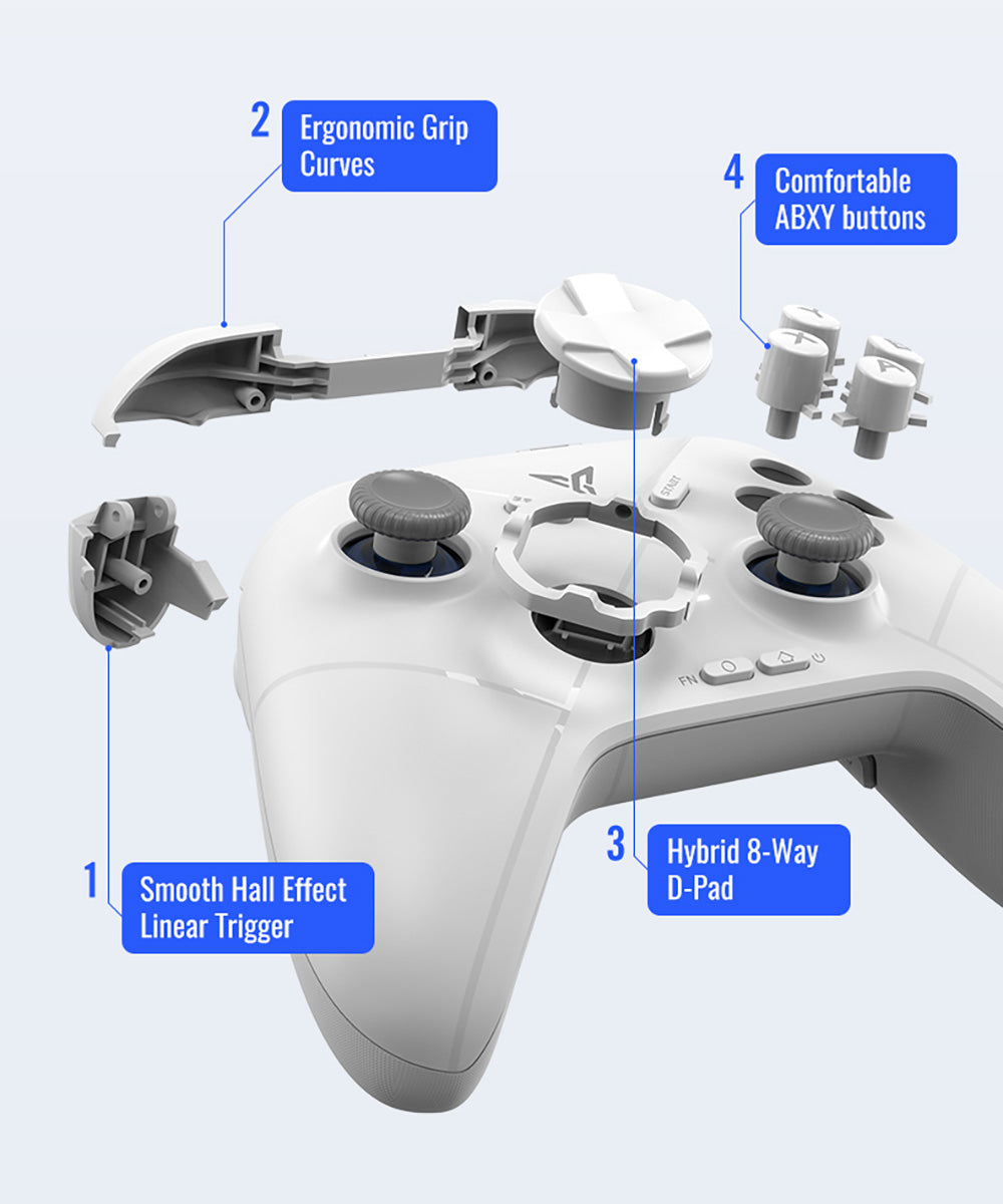 Herný ovládač Flydigi Direwolf 3, spúšť s Hallovým efektom, frekvencia obnovy 1000 Hz, kompatibilný s PC / Switch / Apple / Android