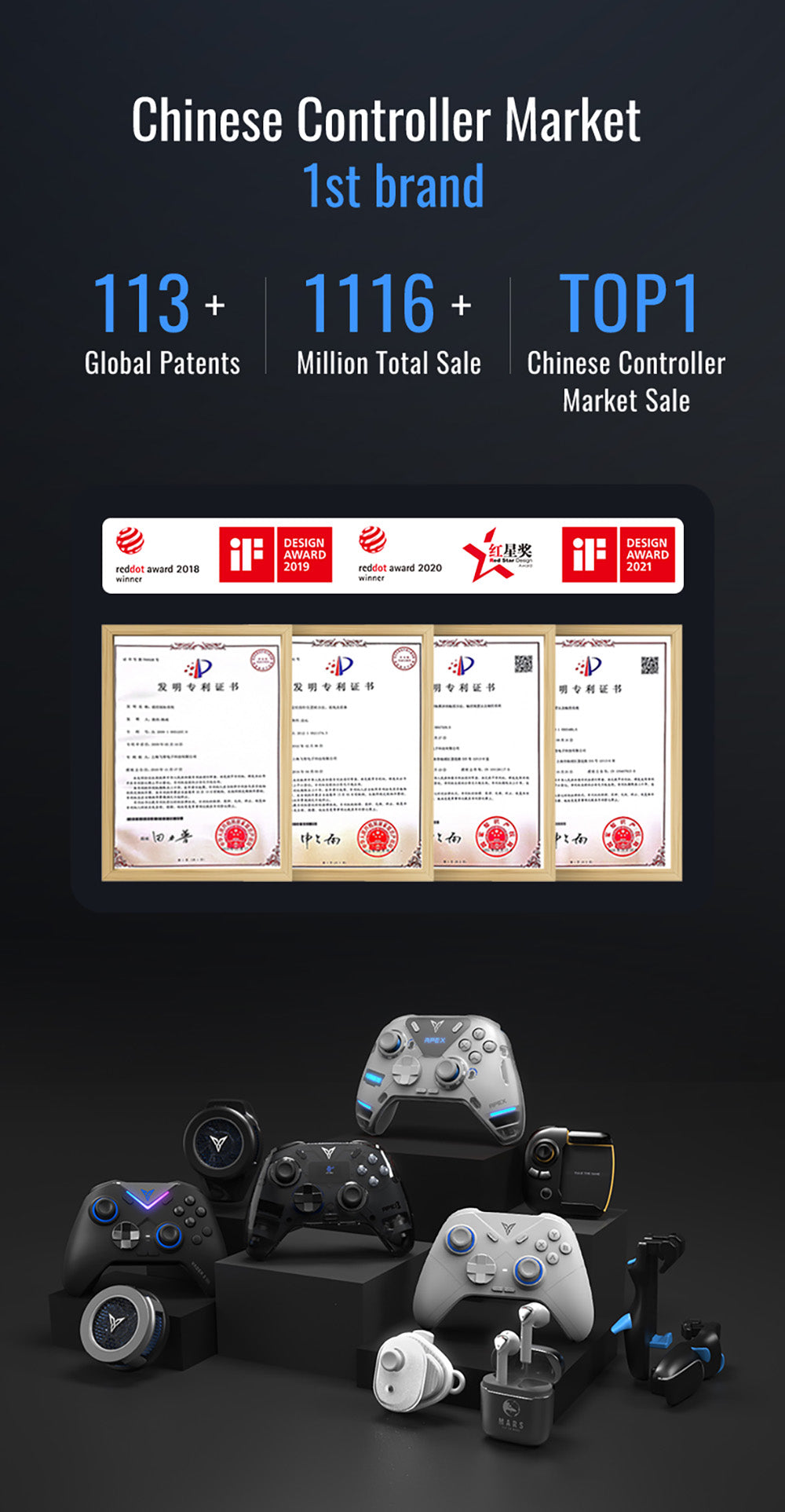 Herný ovládač Flydigi Direwolf 3, spúšť s Hallovým efektom, frekvencia obnovy 1000 Hz, kompatibilný s PC / Switch / Apple / Android