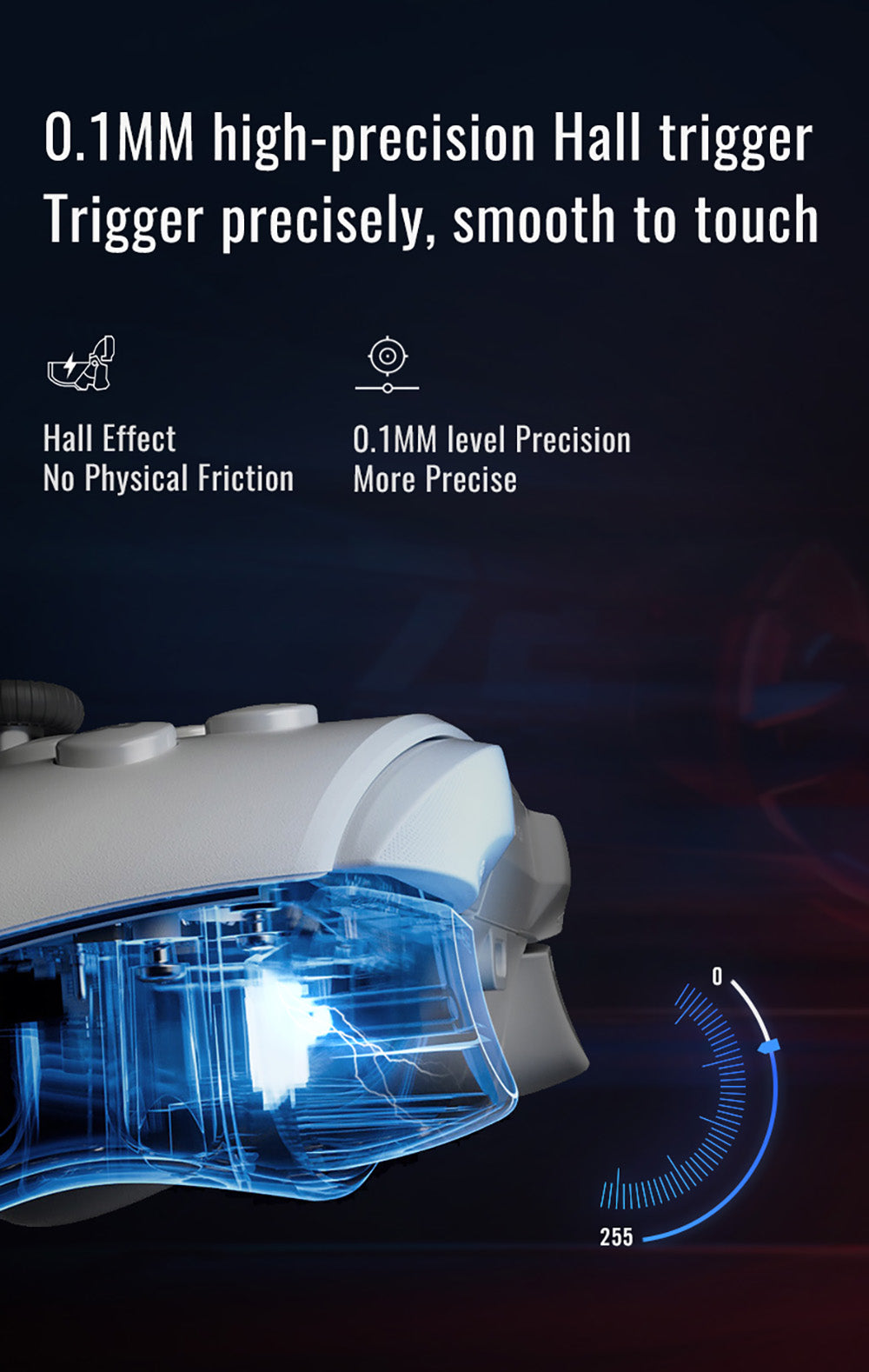 Herný ovládač Flydigi Direwolf 3, spúšť s Hallovým efektom, frekvencia obnovy 1000 Hz, kompatibilný s PC / Switch / Apple / Android